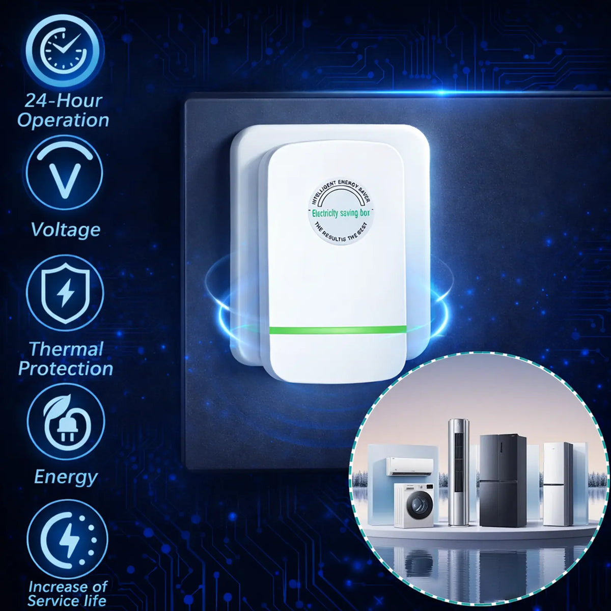 2026 New Universal Energy-Saving Box, Reduce Electricity Bills, Plug-and-Play, Power Factor Corrector for Home and Office Use (2Pcs)