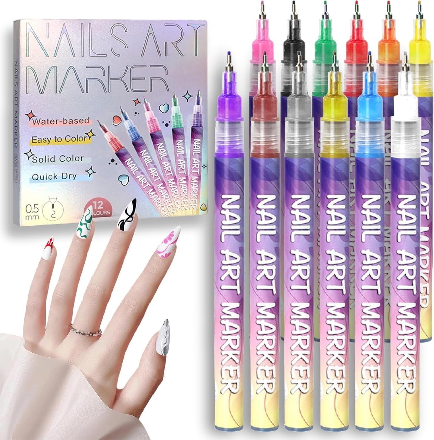 🎁LAST WEEK SPECIAL PRICE: ￡9.99!!⏳12 Colors Nail Art Pens Set🎨💅