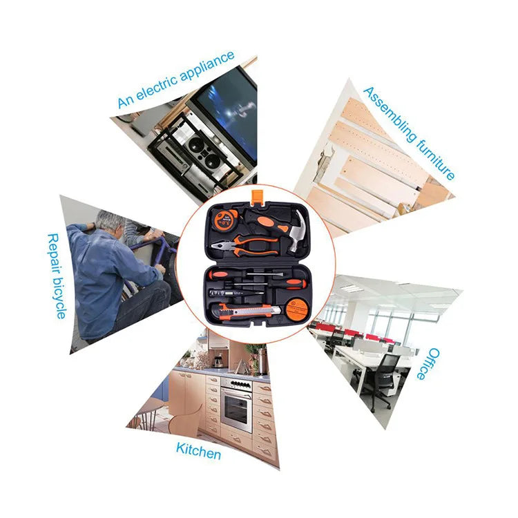 Large 9Pcs Household Hardware Hand Tool Set Hardware Toolbox