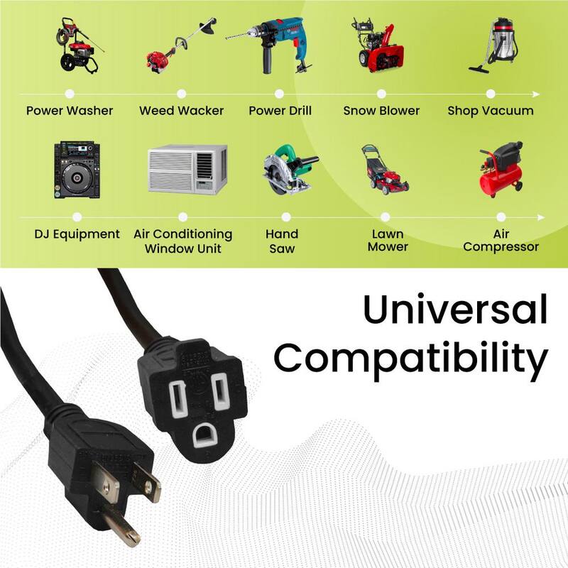 50 ft. 14/3 SJTW Outdoor Extension Cord, Black
