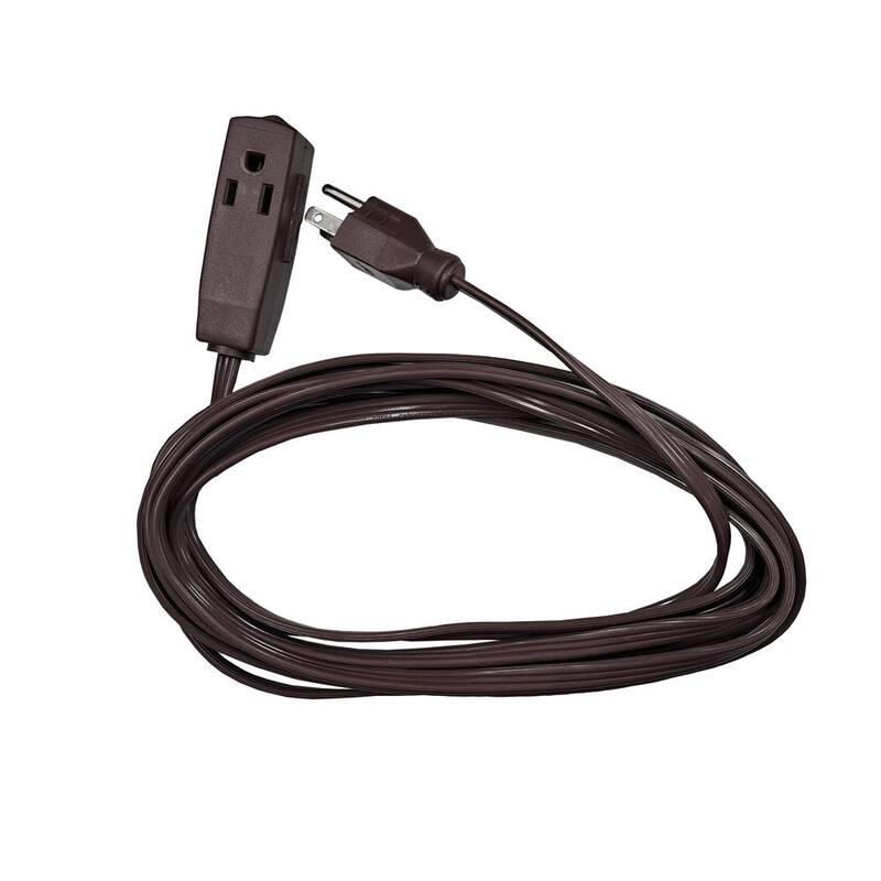 15 ft. 16/3 Light Duty Indoor Extension Cord with Banana Tap, Brown