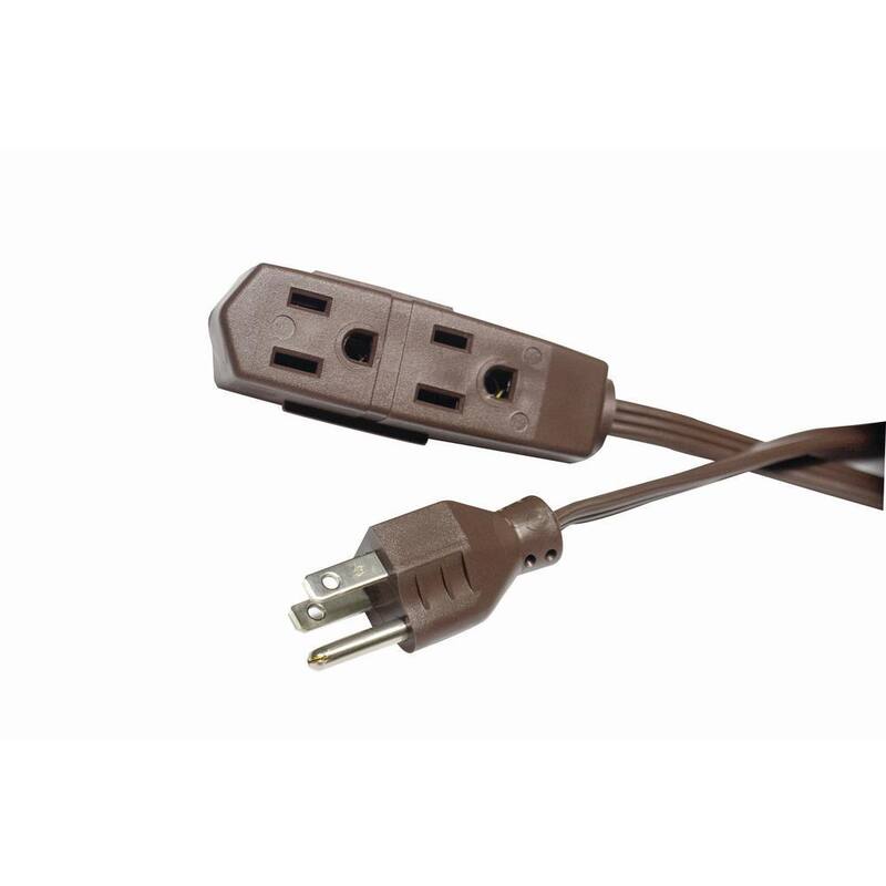 15 ft. 16/3 Light Duty Indoor Extension Cord with Banana Tap, Brown