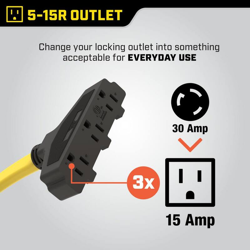 25 ft. 30 Amp 125-Volt Fan-Style Flat Generator Extension Cord