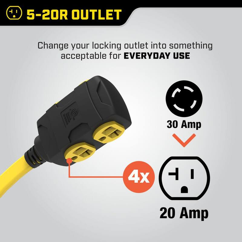25 ft. 30 Amp 125/250-Volt Duplex-Style Flat Generator Extension Cord