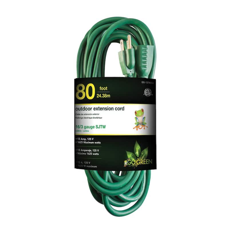 80 ft. 16/3 Heavy Duty Extension Cord, Green