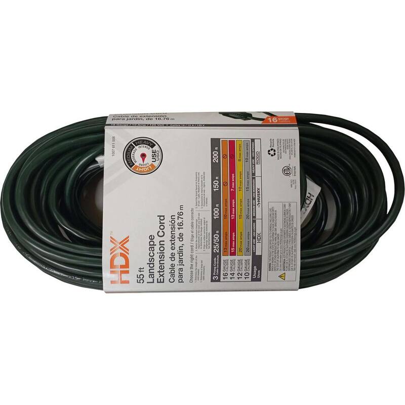 55 ft. 16/3 Green Outdoor Extension Cord (1-Pack)