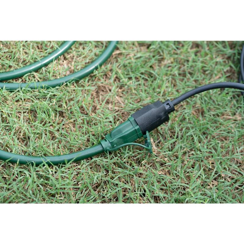 25 ft. 14/3 Multi-Outlet (3) Garden Outdoor Medium-Duty Extension Cord, Green
