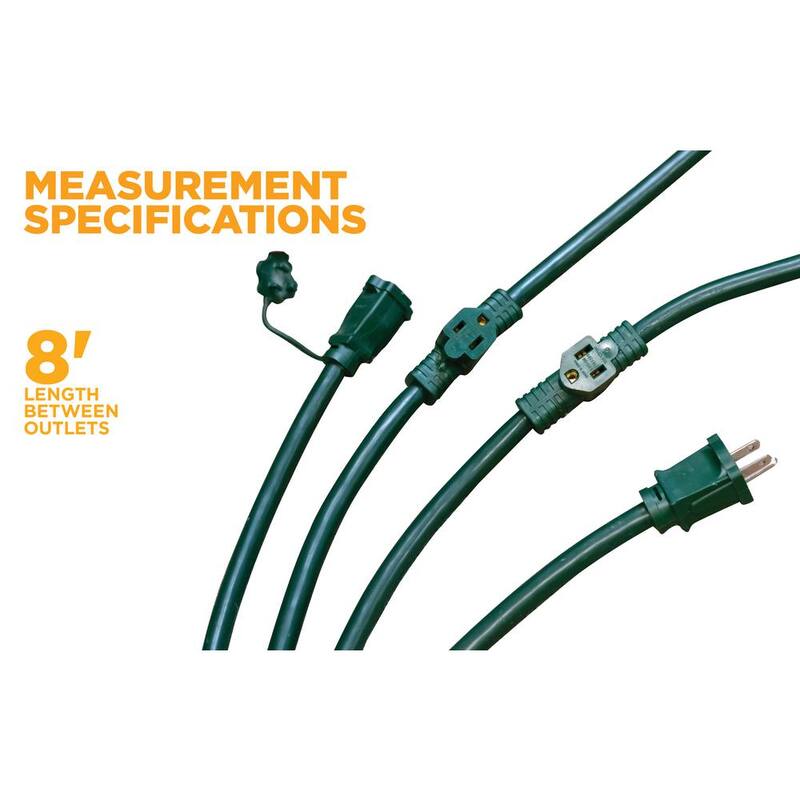 25 ft. 14/3 Multi-Outlet (3) Garden Outdoor Medium-Duty Extension Cord, Green