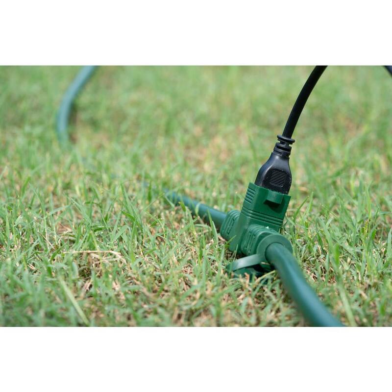 25 ft. 14/3 Multi-Outlet (3) Garden Outdoor Medium-Duty Extension Cord, Green