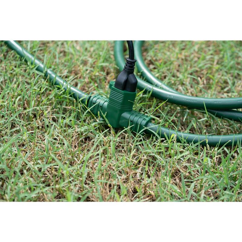 25 ft. 14/3 Multi-Outlet (3) Garden Outdoor Medium-Duty Extension Cord, Green