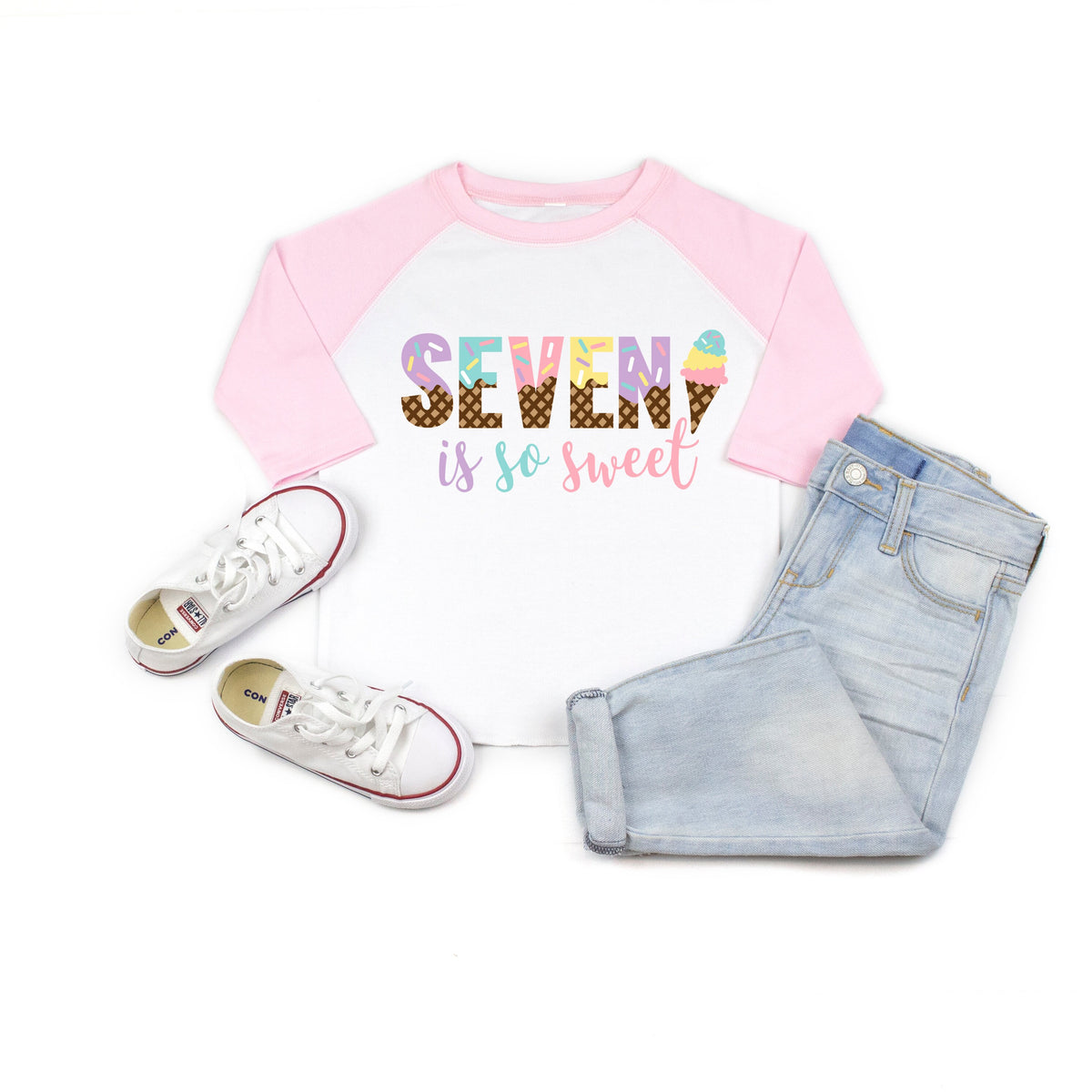 Seven is so sweet ice cream girls 7th seventh birthday shirt, 7th birthday party, ice cream shirt, ice cream birthday, ice cream theme