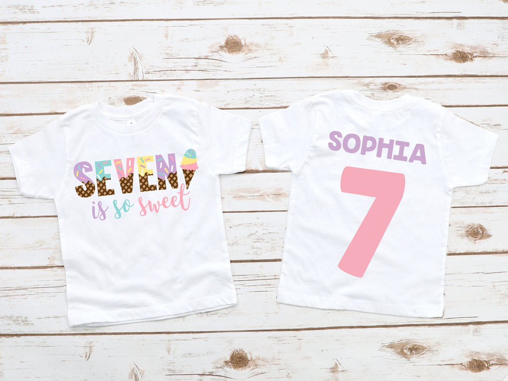 Seven is so sweet ice cream girls 7th seventh birthday shirt, 7th birthday party, ice cream shirt, ice cream birthday, ice cream theme