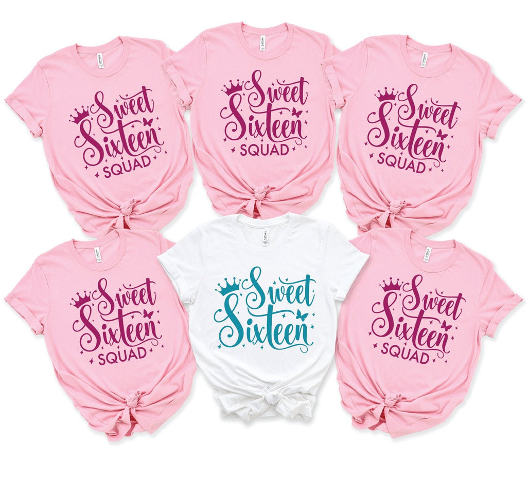 Sweet Sixteen Birthday Shirt, 16th Birthday Tee, 16th Birthday Squad Shir, Birthday Party Shirts, Custom Birthday Group Shirts