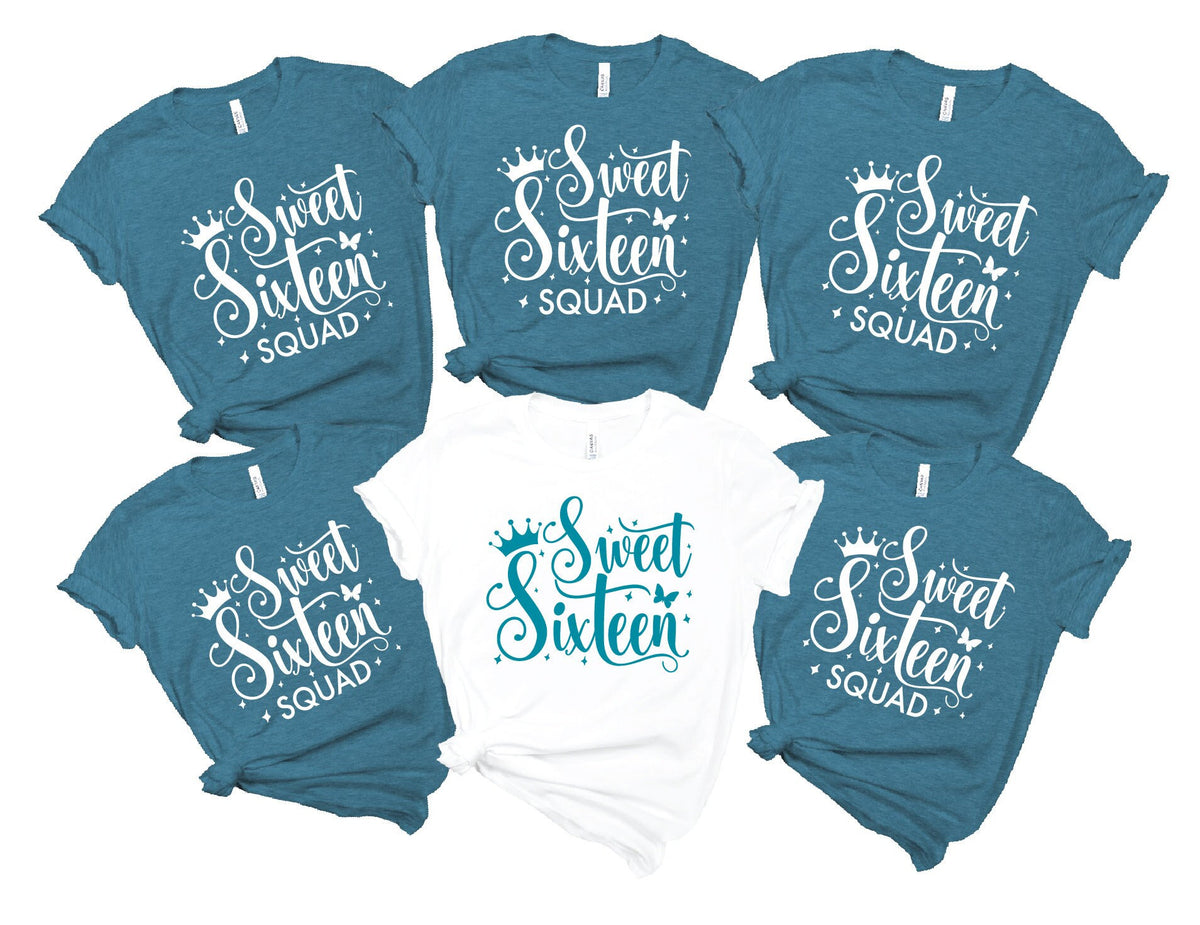 Sweet Sixteen Birthday Shirt, 16th Birthday Tee, 16th Birthday Squad Shir, Birthday Party Shirts, Custom Birthday Group Shirts