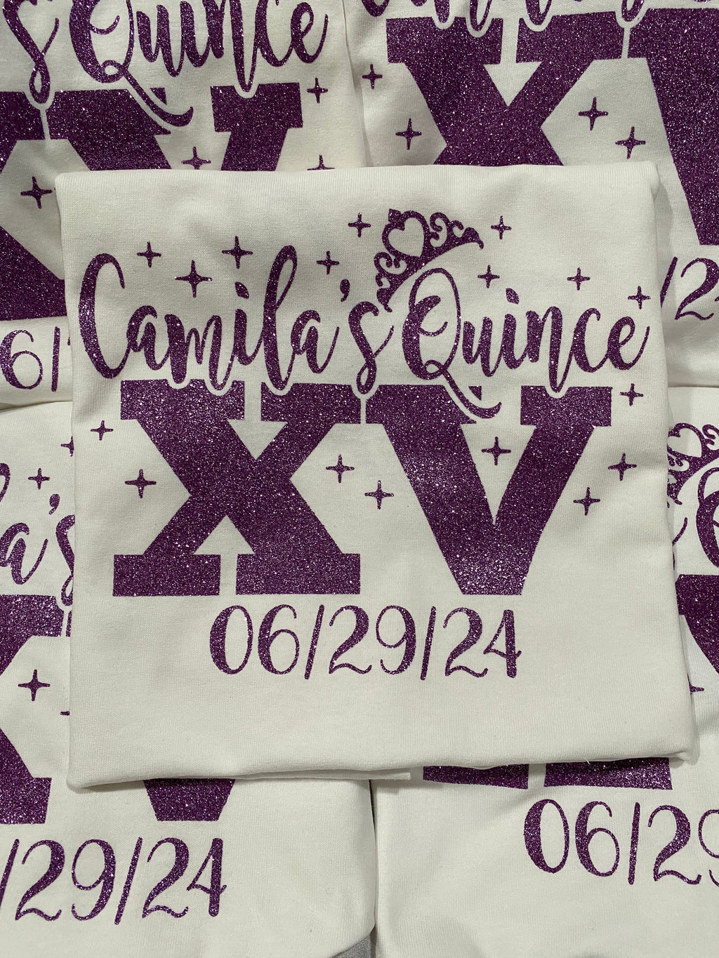 Includes FREE back personalization, Mis Quince custom tees with crown, quince squad , playera para quince, camiseta para dama y chambelán.
