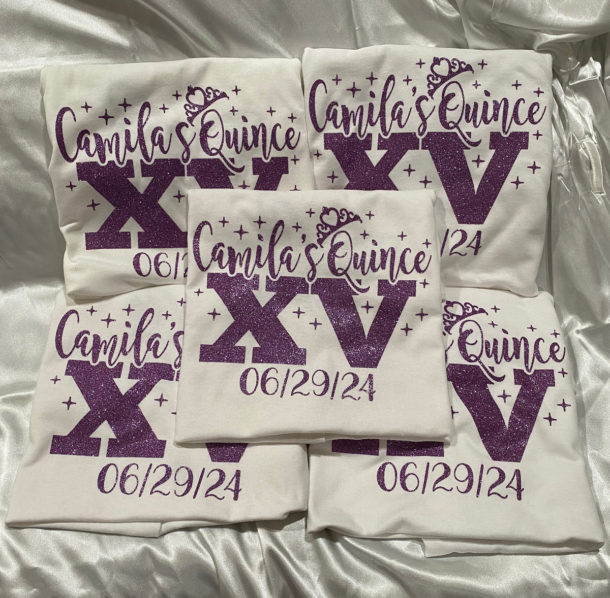 Includes FREE back personalization, Mis Quince custom tees with crown, quince squad , playera para quince, camiseta para dama y chambelán.