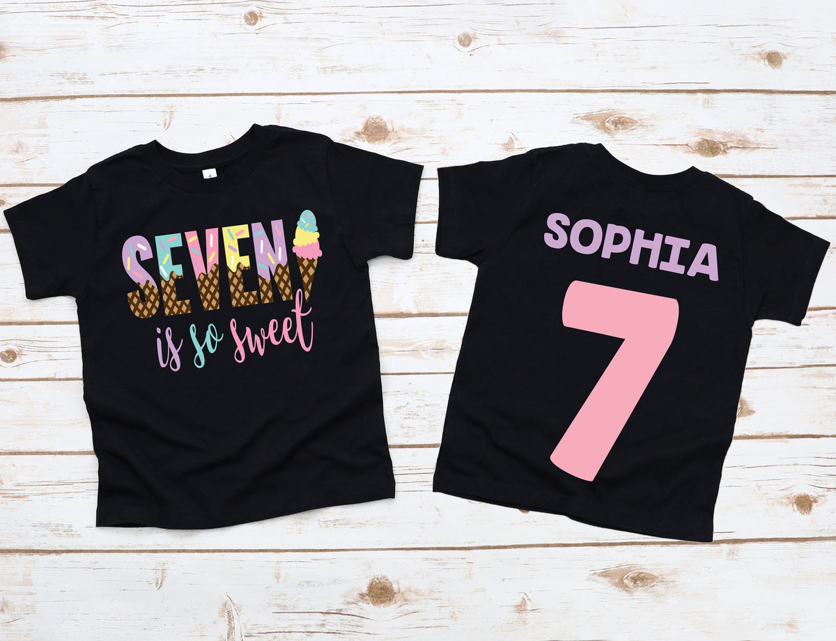 Seven is so sweet ice cream girls 7th seventh birthday shirt, 7th birthday party, ice cream shirt, ice cream birthday, ice cream theme