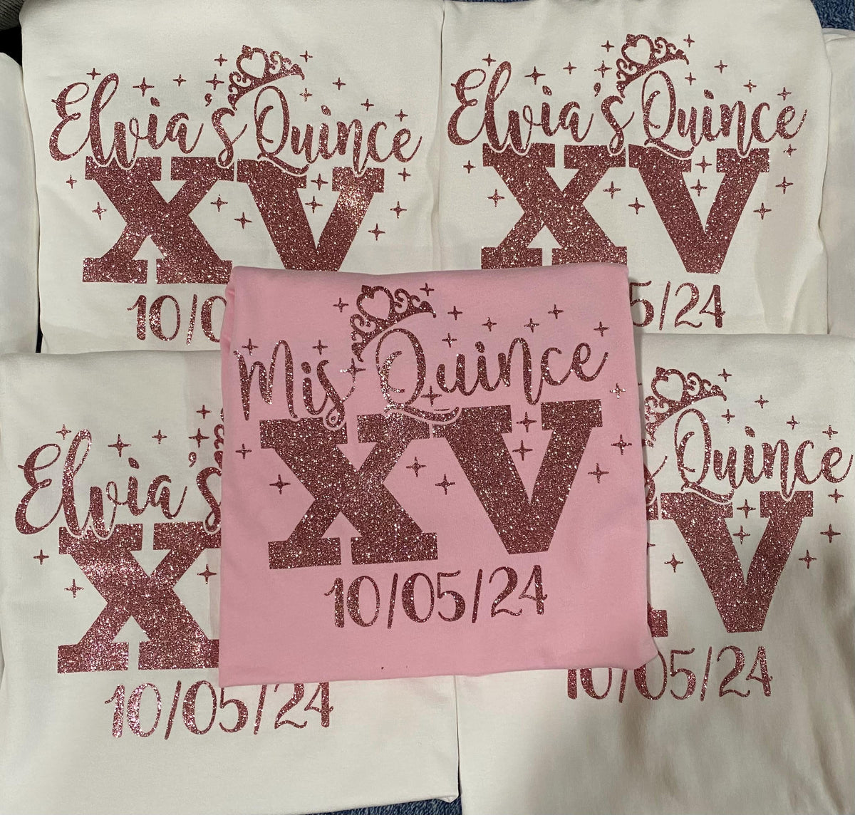 Includes FREE back personalization, Mis Quince custom tees with crown, quince squad , playera para quince, camiseta para dama y chambelán.