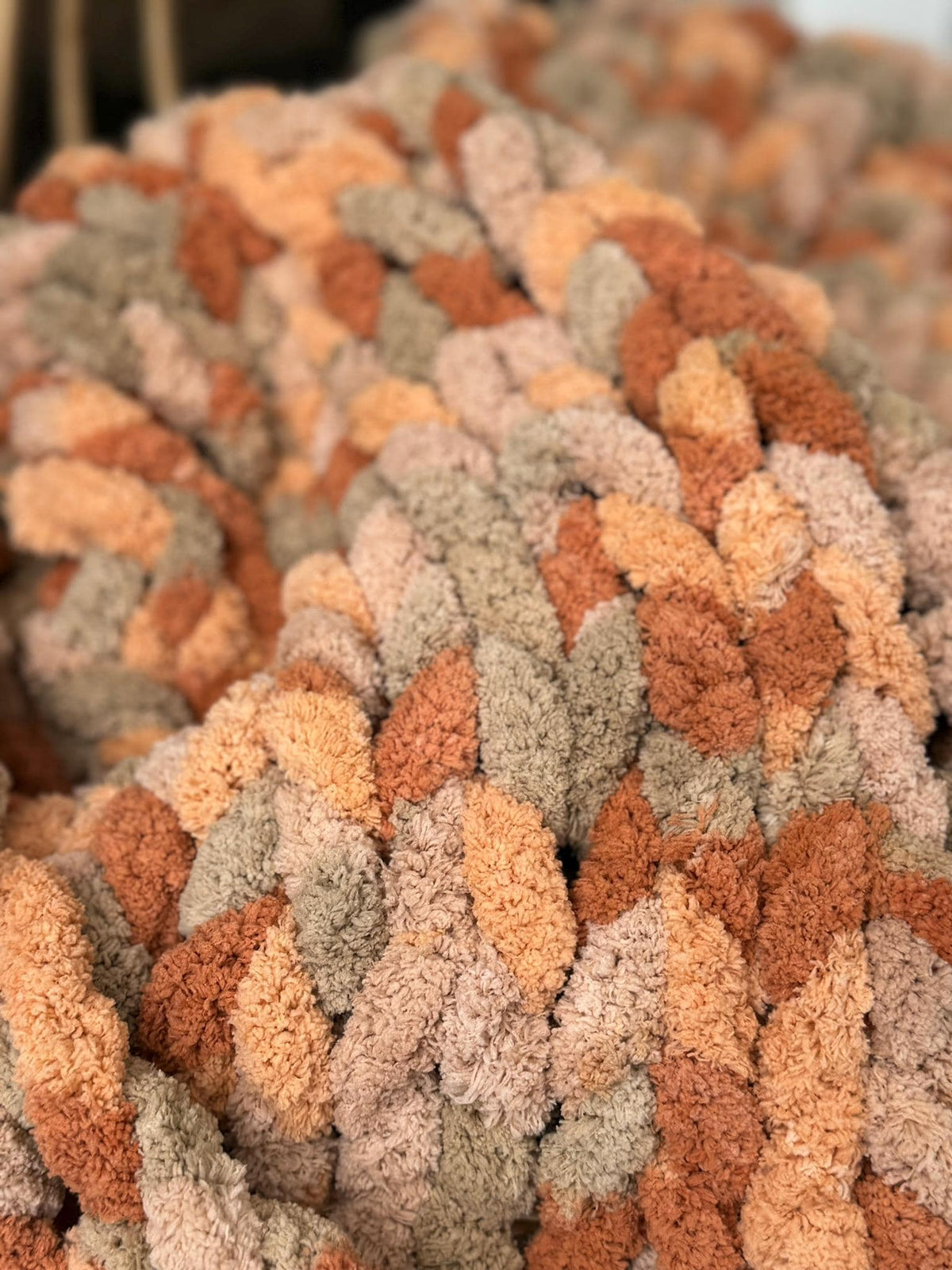 Pumpkin Spice Chunky Knit Chenille Throw Blanket, Fall Autumn Cozy Couch Throw, Halloween Home Decor, Free Shipping, Made to Order