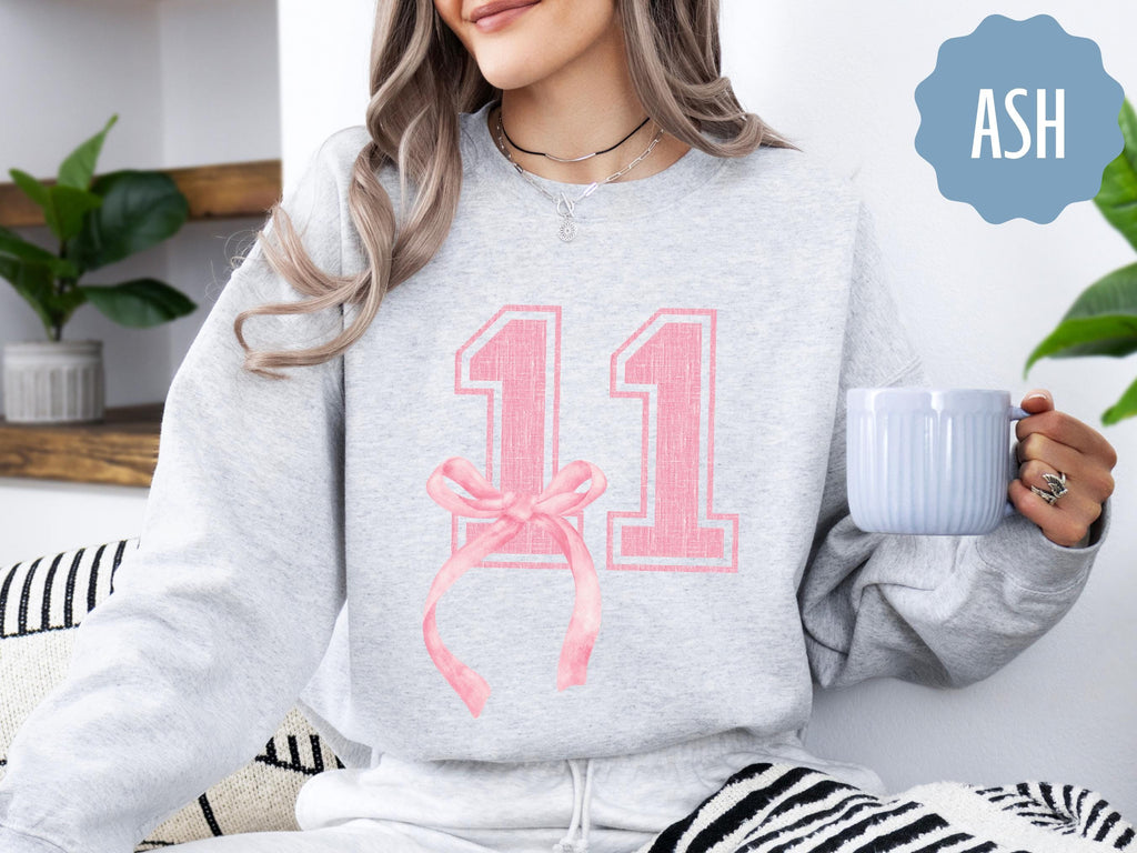 11th Birthday Shirt, Coquette Bow Eleventh Birthday for Girls Shirt, 11th Birthday Party Shirt,Teenage Birthday Sweatshirt,Daughter Birthday