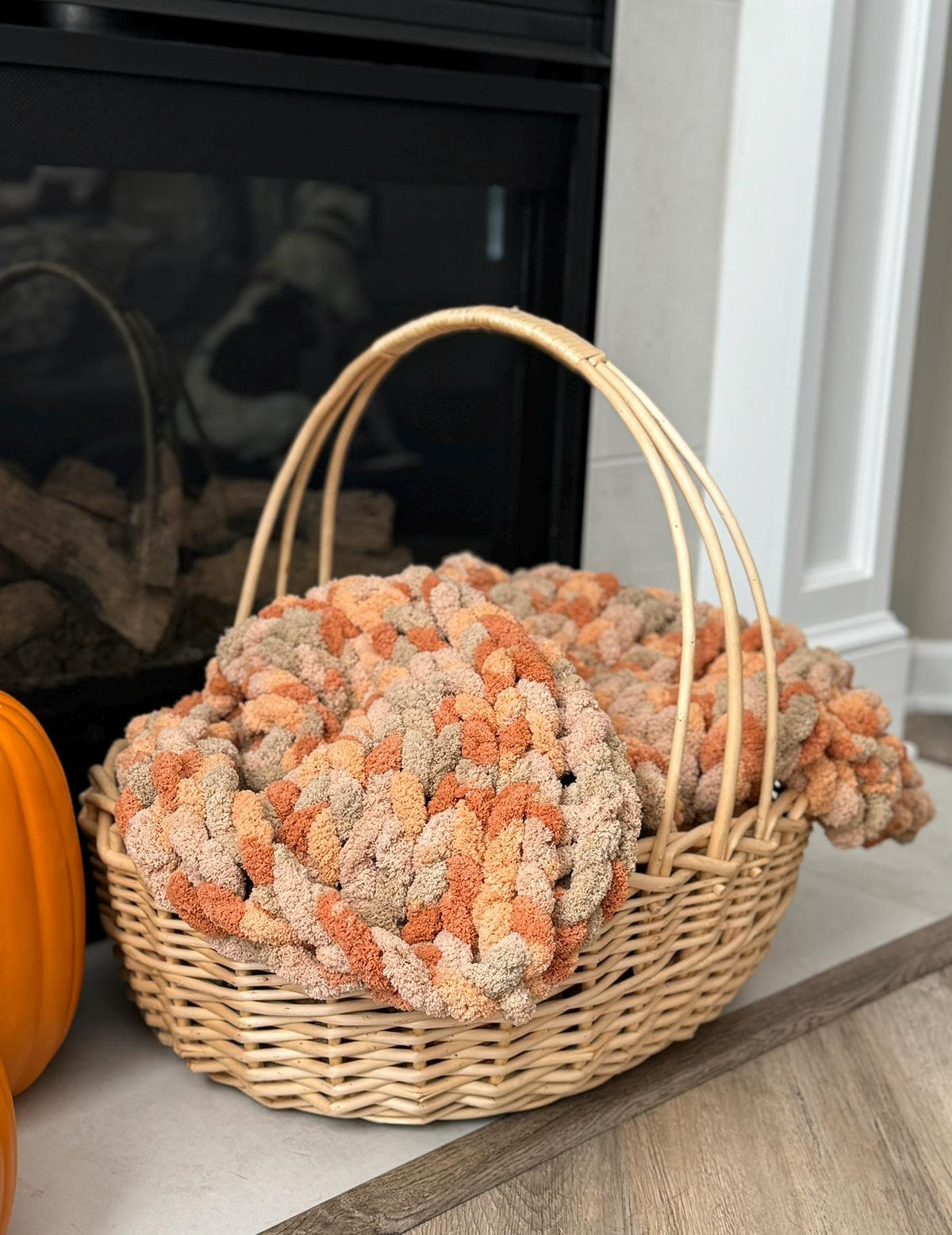 Pumpkin Spice Chunky Knit Chenille Throw Blanket, Fall Autumn Cozy Couch Throw, Halloween Home Decor, Free Shipping, Made to Order
