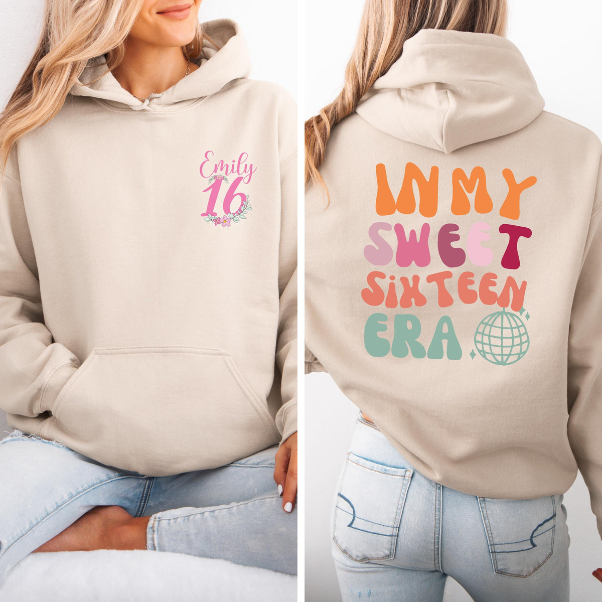 Personalized Sweet 16 Hoodie: Trendy Birthday Party Sweatshirt