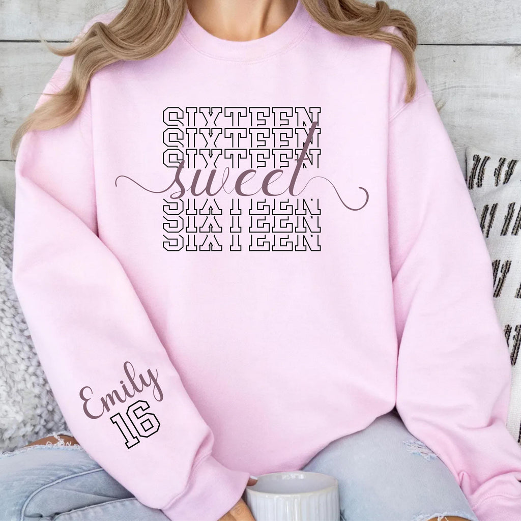 16th Birthday Sweatshirt: Custom Name and Year - Retro Style