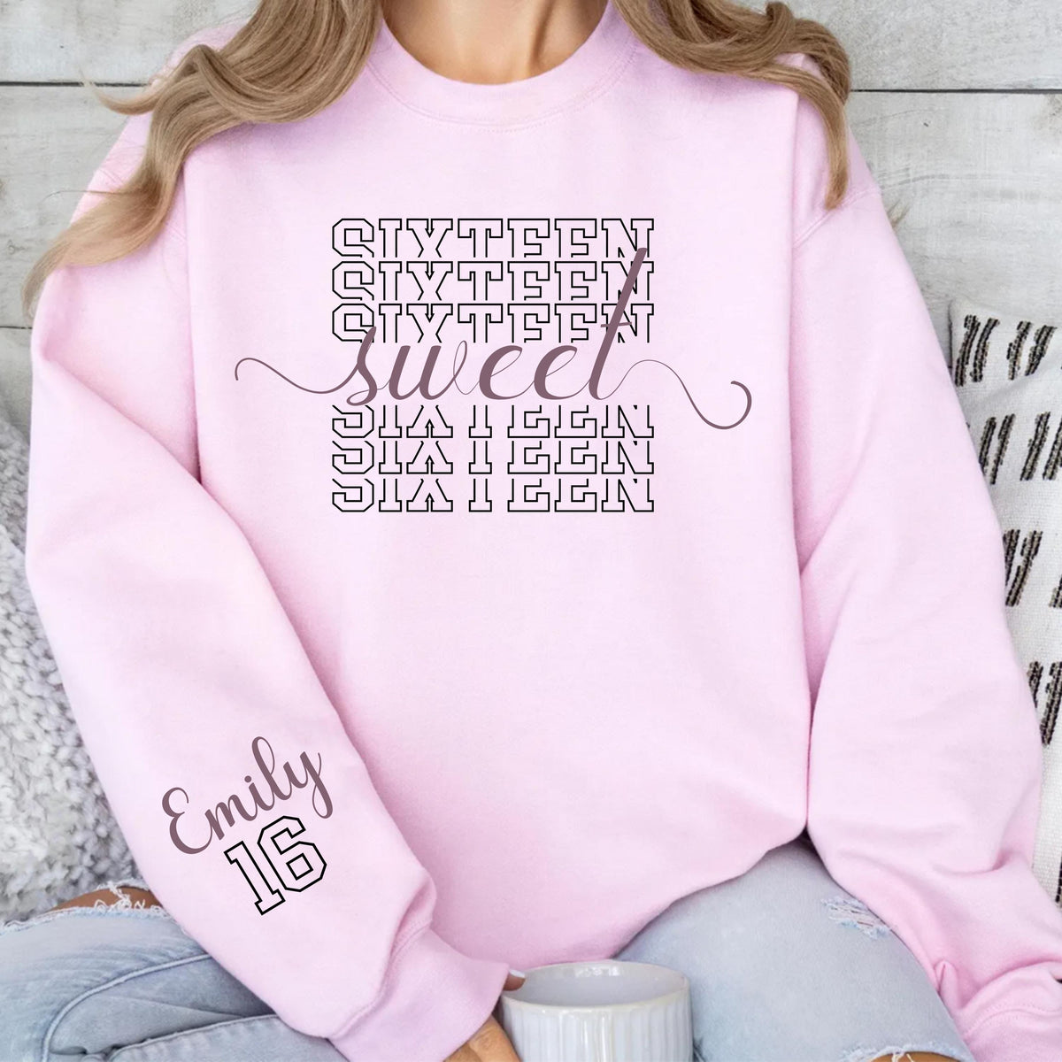 16th Birthday Sweatshirt: Custom Name and Year - Retro Style