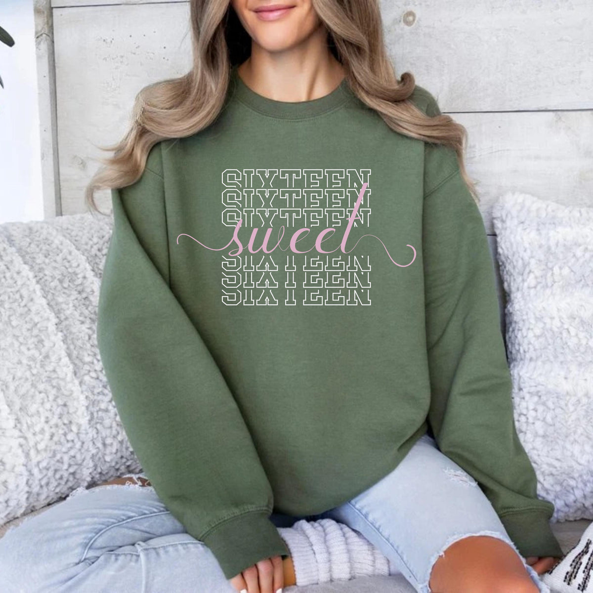 16th Birthday Sweatshirt: Custom Name and Year - Retro Style