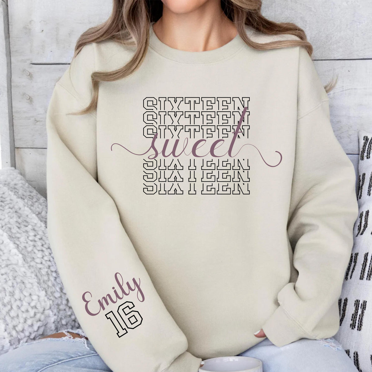 16th Birthday Sweatshirt: Custom Name and Year - Retro Style