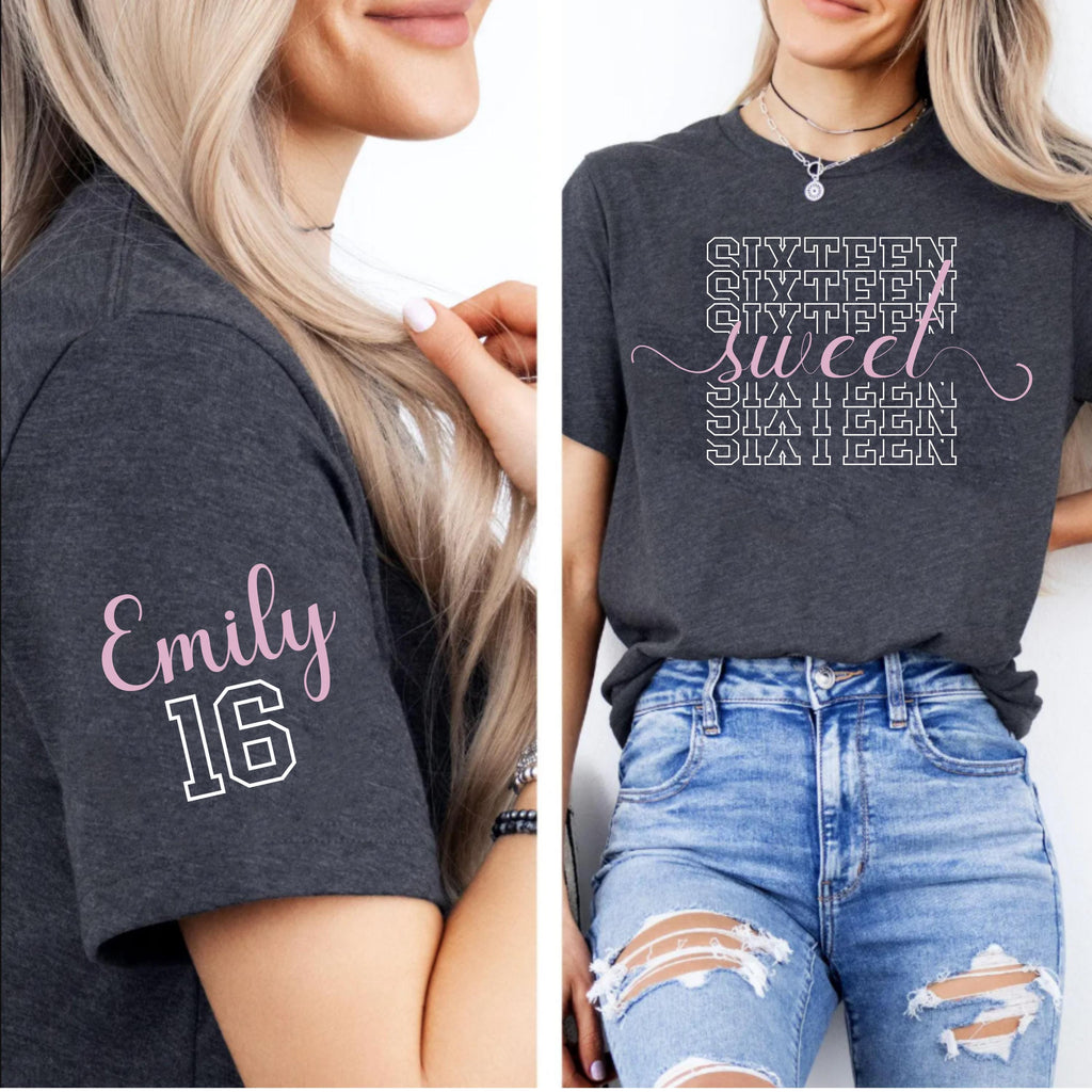 16th Birthday Sweatshirt: Custom Name and Year - Retro Style