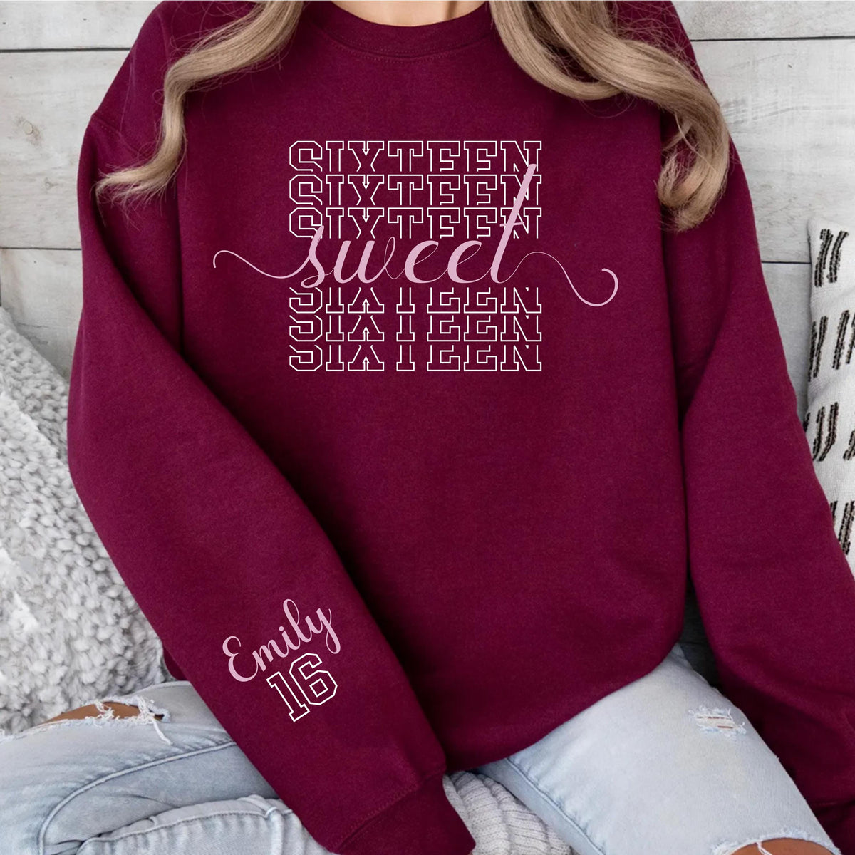 16th Birthday Sweatshirt: Custom Name and Year - Retro Style