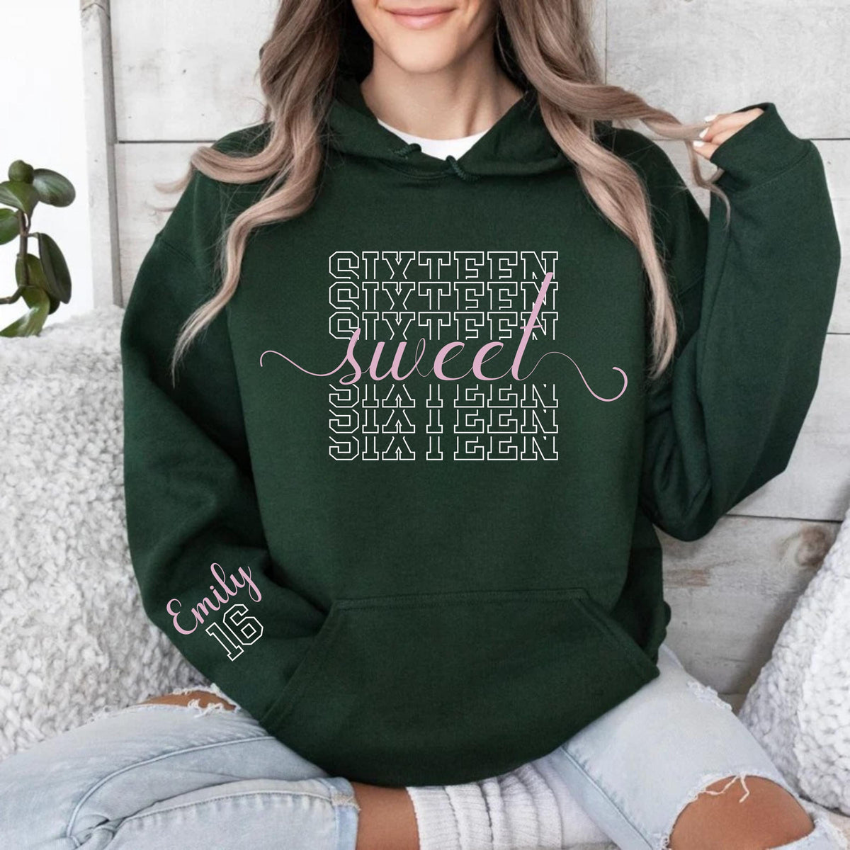 16th Birthday Sweatshirt: Custom Name and Year - Retro Style