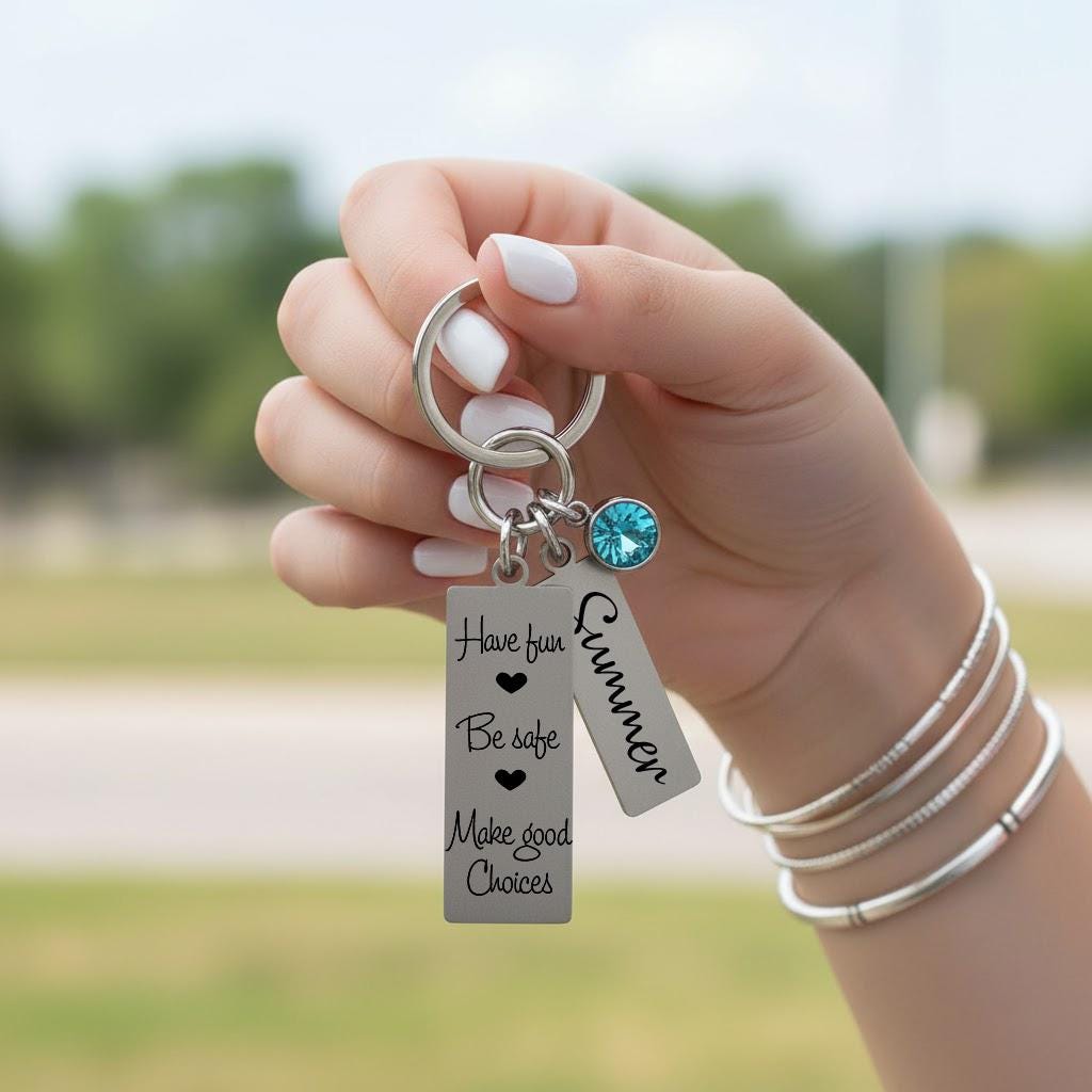 Sweet 16 Birthday Girl Gift Custom Engraved Pendants, Personalized Sweet 16 Keychain, 4 Sayings to Choose From, New Driver Gift Teenage Girl