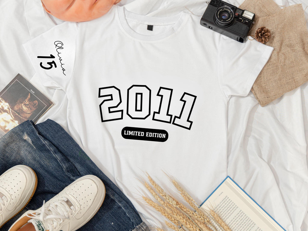 Custom Quinceanera Gifts for Girls:  Cotton 15th Birthday Shirt for 15 Years Old