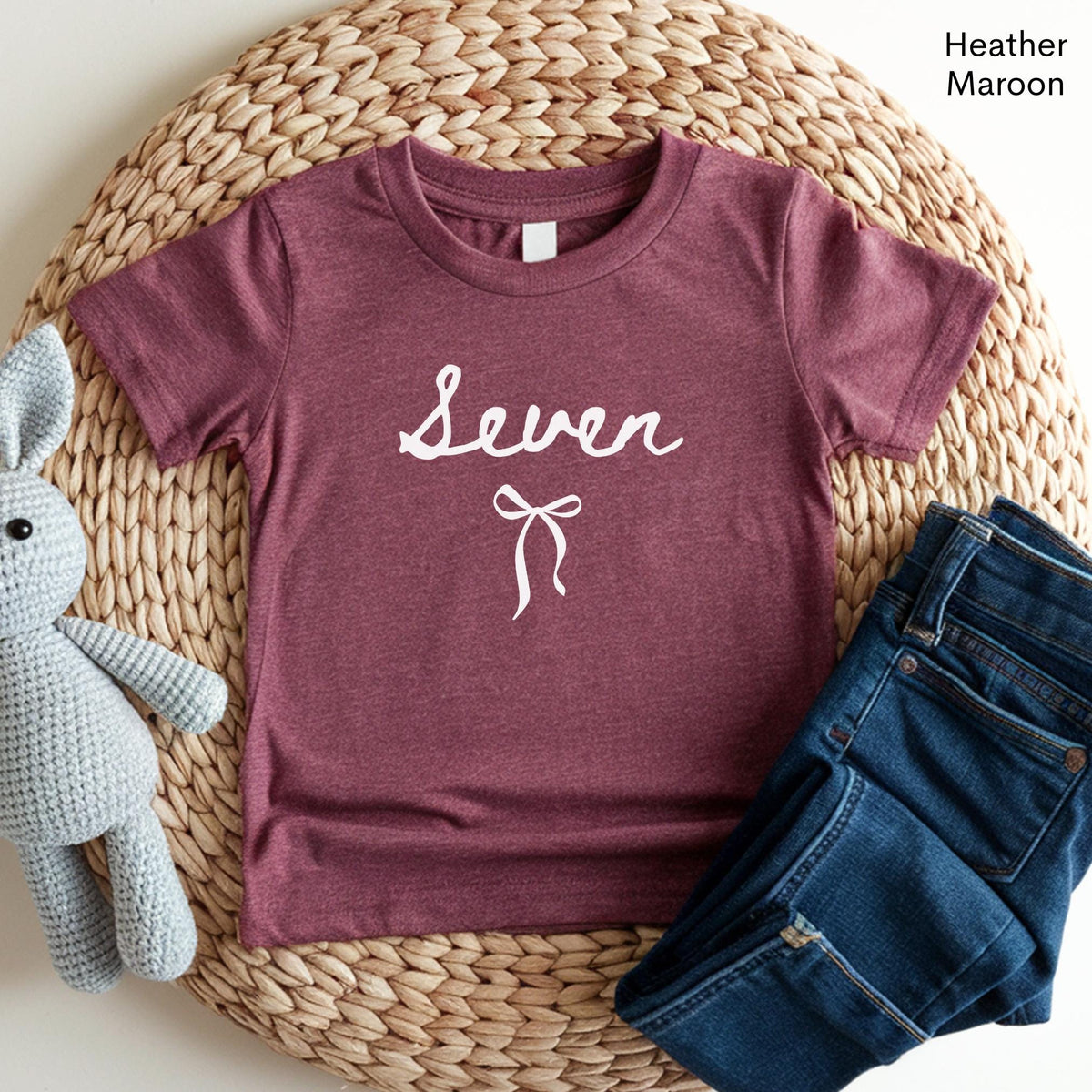 7th Birthday Shirt Girl Seven Shirt Coquette Bow Shirt Seventh Birthday Gift Kids Preppy Bow T Shirt Birthday Girl Tee 7th Birthday Gift 7