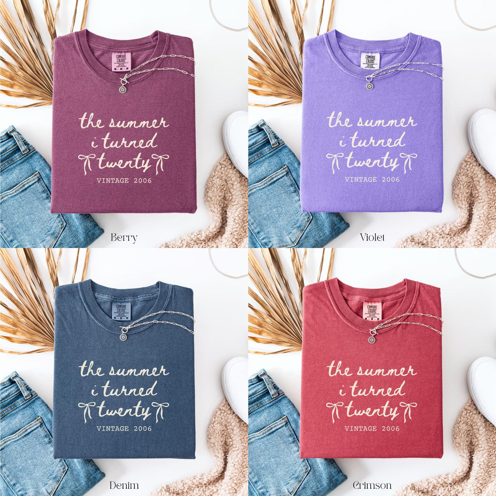 Custom 20th Birthday Shirt Comfort Colors Summer I Turned 20 Bday Party Tee, 20th Birthday Gift, Birthday Girl Shirt, 20th Birthday Party