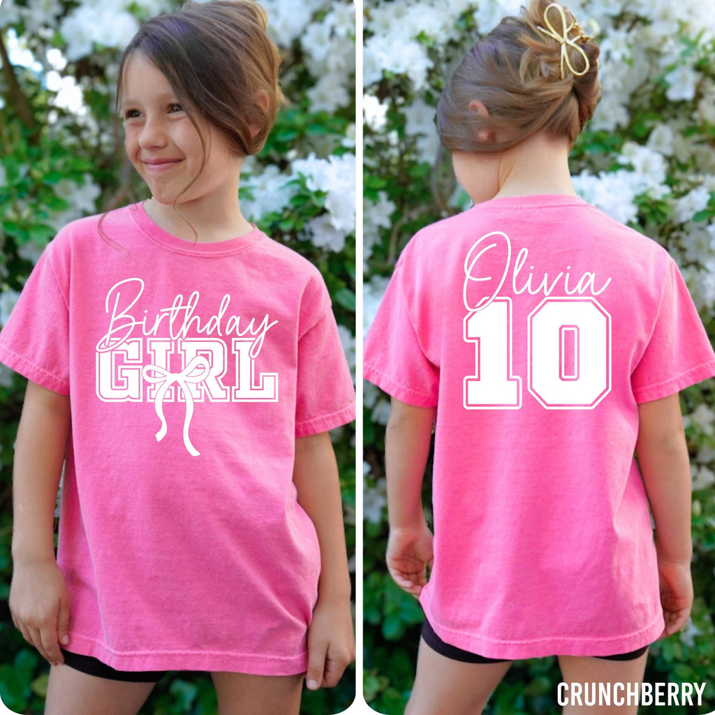 Personalized Birthday Girl Shirt, Kid's Comfort Colors Shirt, Custom Girl's Birthday Shirt, 10th Birthday Shirt, 10th Birthday Girl, Gift
