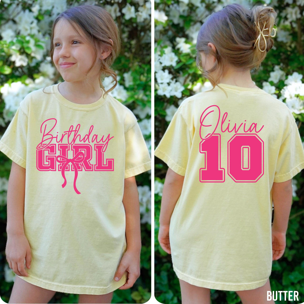 Personalized Birthday Girl Shirt, Kid's Comfort Colors Shirt, Custom Girl's Birthday Shirt, 10th Birthday Shirt, 10th Birthday Girl, Gift