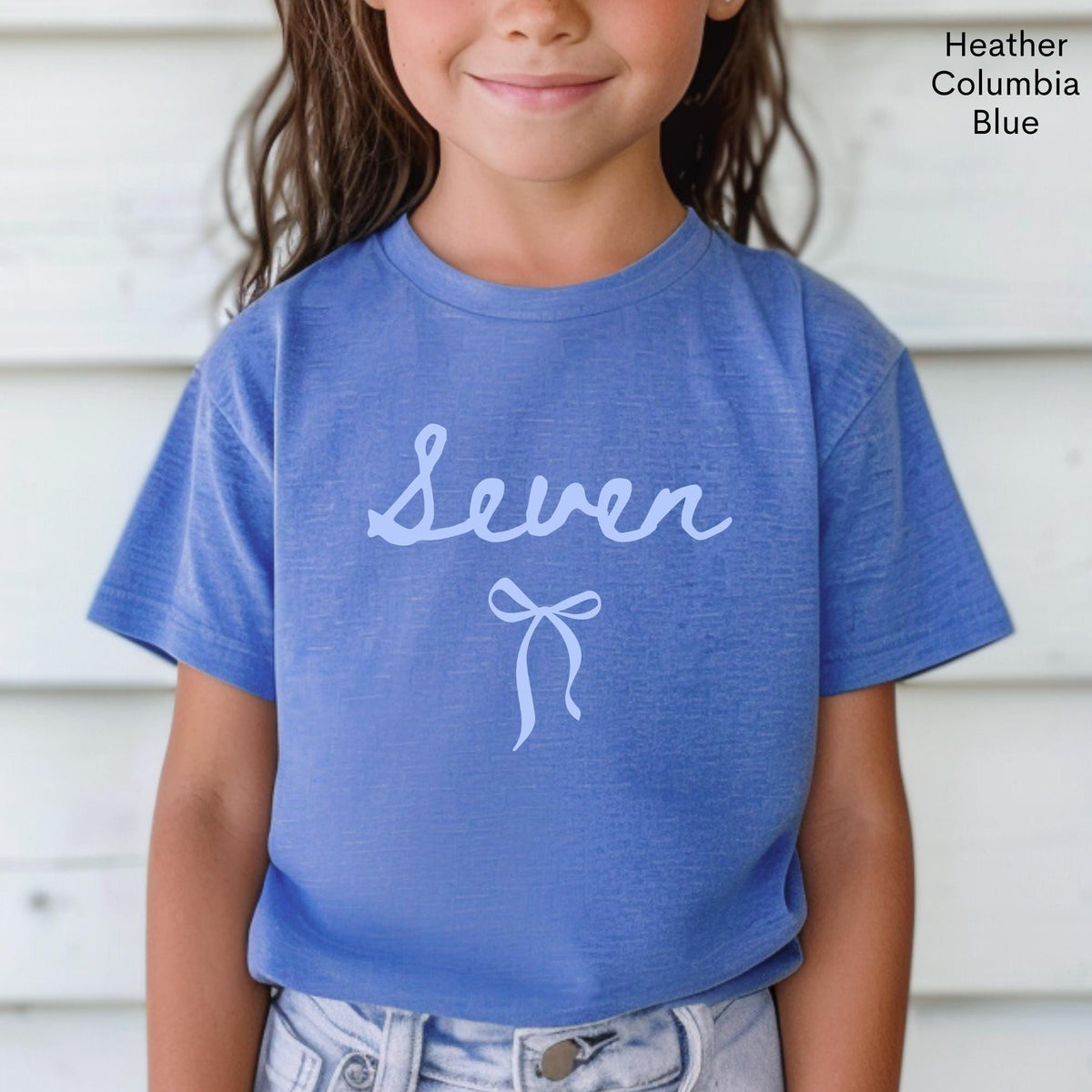 7th Birthday Shirt Girl Seven Shirt Coquette Bow Shirt Seventh Birthday Gift Kids Preppy Bow T Shirt Birthday Girl Tee 7th Birthday Gift 7