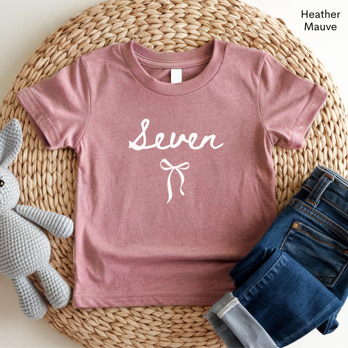 7th Birthday Shirt Girl Seven Shirt Coquette Bow Shirt Seventh Birthday Gift Kids Preppy Bow T Shirt Birthday Girl Tee 7th Birthday Gift 7