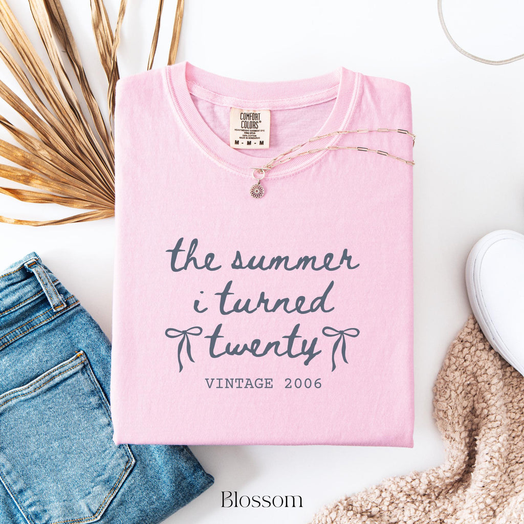 Custom 20th Birthday Shirt Comfort Colors Summer I Turned 20 Bday Party Tee, 20th Birthday Gift, Birthday Girl Shirt, 20th Birthday Party