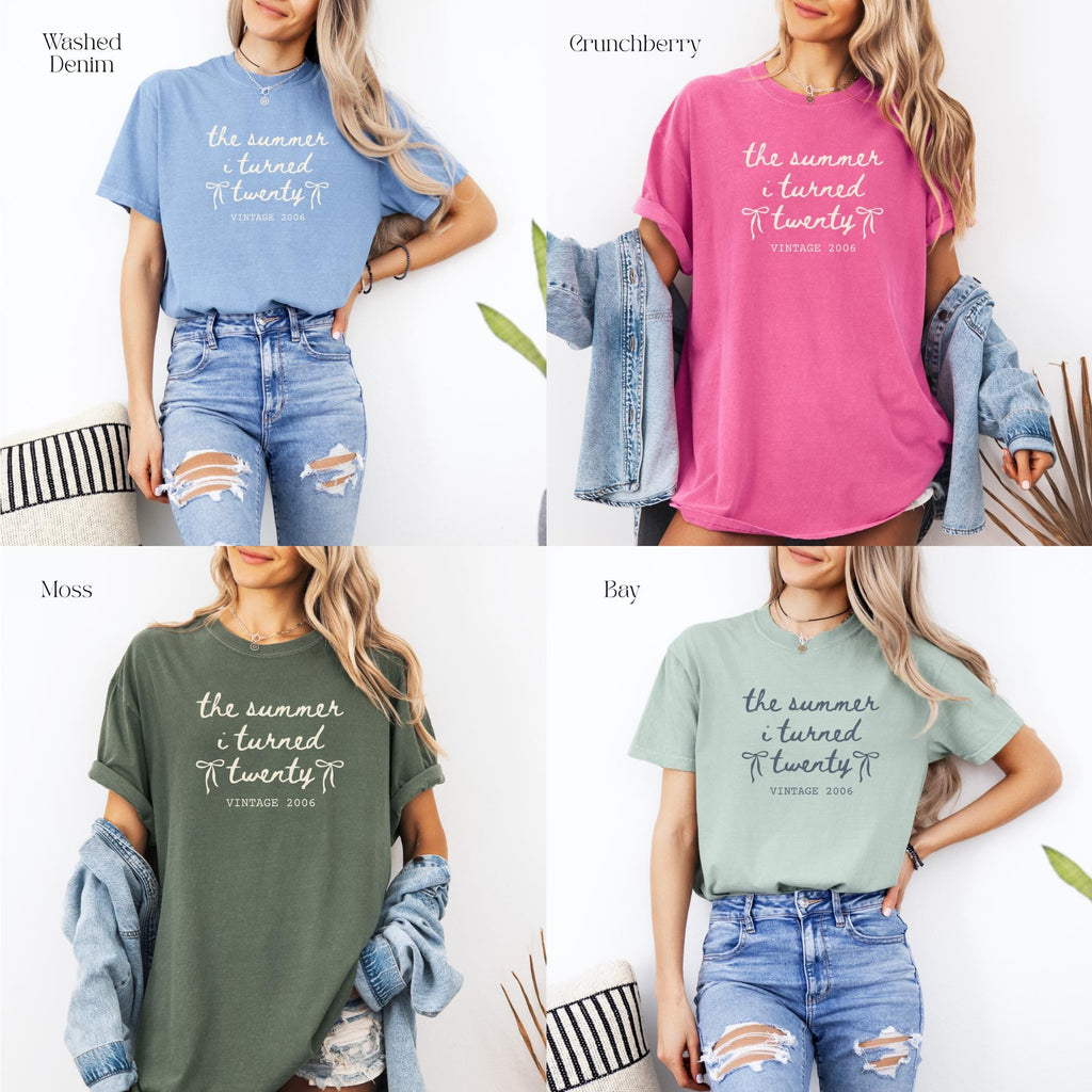 Custom 20th Birthday Shirt Comfort Colors Summer I Turned 20 Bday Party Tee, 20th Birthday Gift, Birthday Girl Shirt, 20th Birthday Party