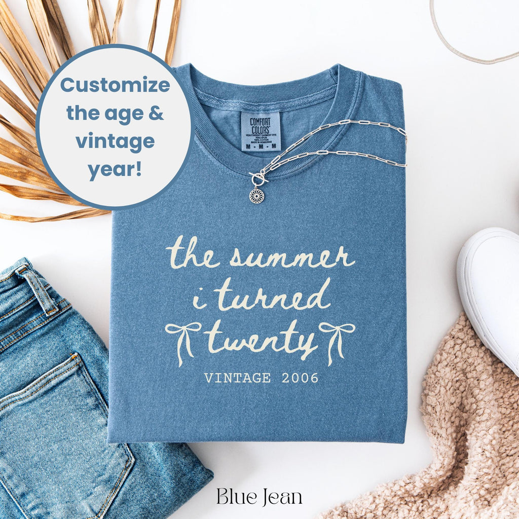 Custom 20th Birthday Shirt Comfort Colors Summer I Turned 20 Bday Party Tee, 20th Birthday Gift, Birthday Girl Shirt, 20th Birthday Party