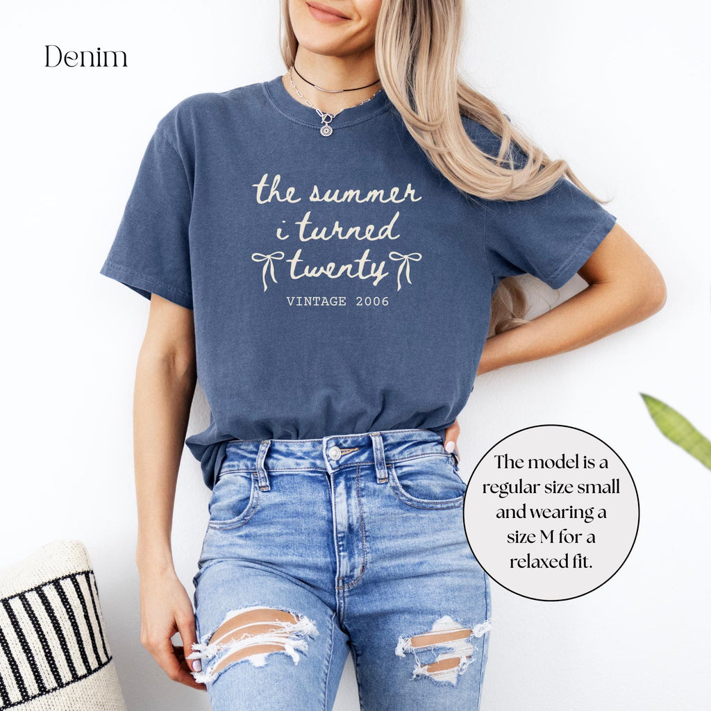 Custom 20th Birthday Shirt Comfort Colors Summer I Turned 20 Bday Party Tee, 20th Birthday Gift, Birthday Girl Shirt, 20th Birthday Party