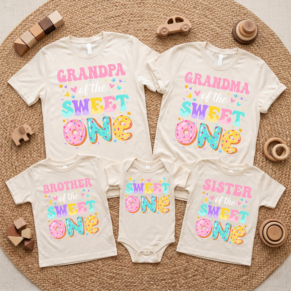 Sweet One First Birthday Matching Family Shirts, Custom 1st Birthday T-shirt, Donut First Birthday Tee, Mom Dad Sister Brother Aunty Sweater