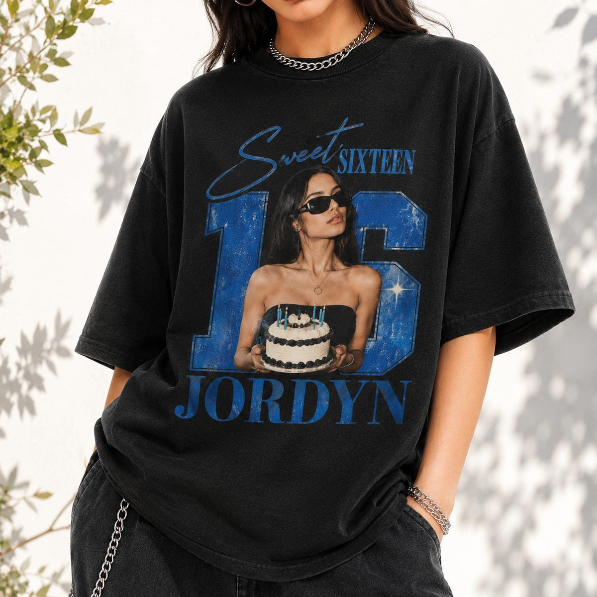 Custom Sweet Sixteen Photo Shirt, Personalized Name and Photo TShirt, Birthday Gift Tee, Birthday Party Outfit, Gift For Birthday