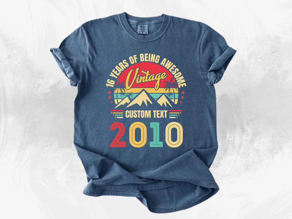 Custom 16th Birthday Retro Comfort Colors ® Shirt, Vintage 2010 Sweet Sixteen Tee
