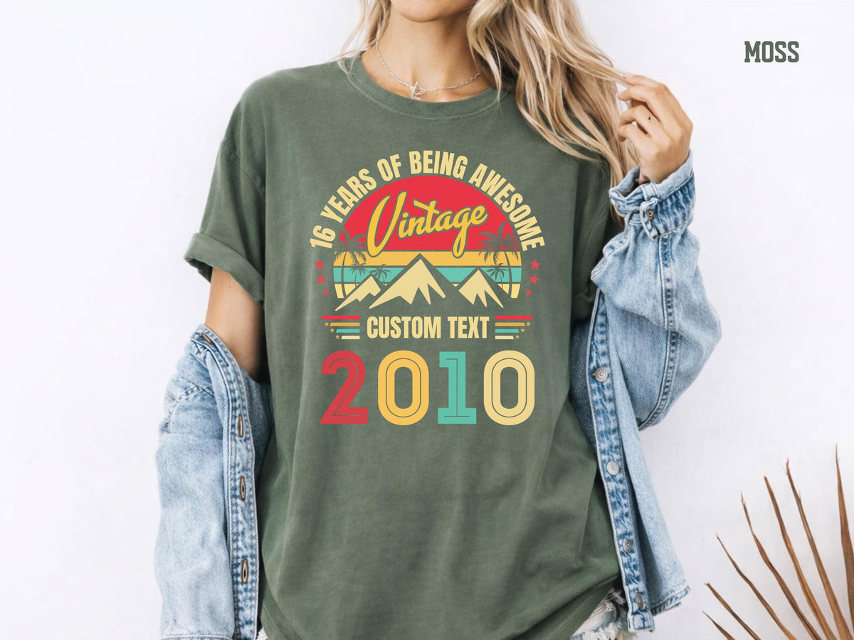 Custom 16th Birthday Retro Comfort Colors ® Shirt, Vintage 2010 Sweet Sixteen Tee