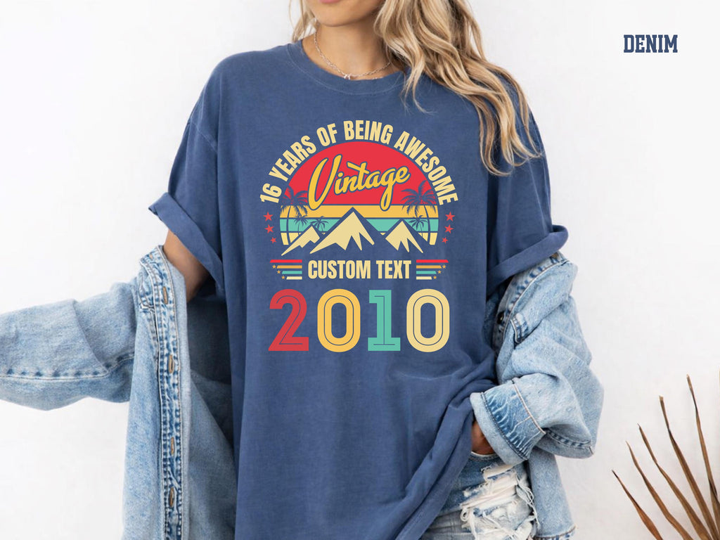 Custom 16th Birthday Retro Comfort Colors ® Shirt, Vintage 2010 Sweet Sixteen Tee